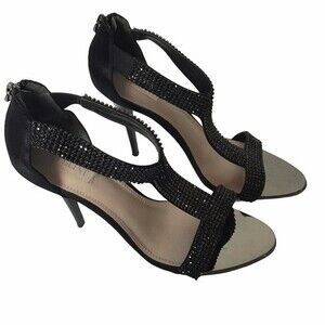 GLINT Devyn Black Rhinestoned Stiletto Heels Size 7.5